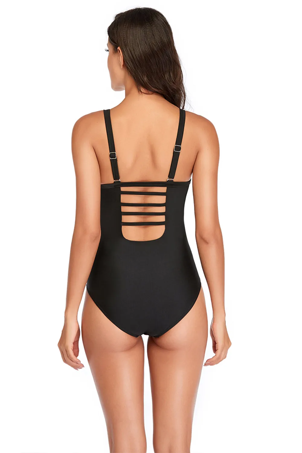 Open Back Solid Color One-Piece Swimwear sold by Zapaka product image thumbnail 2