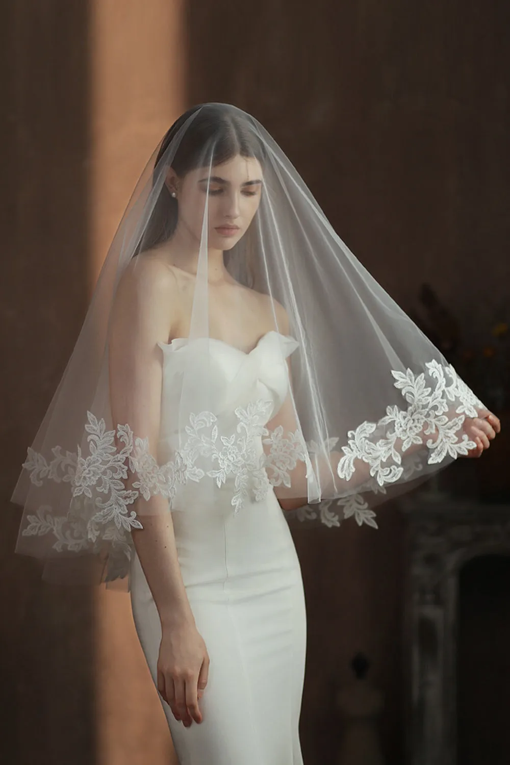 White Classic Two Tier Bridal Veil sold by Zapaka
