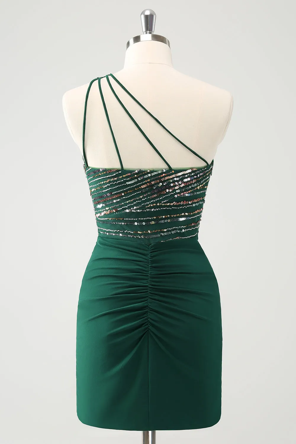 Glitter Dark Green Tight One Shoulder Cut-Out Homecoming Dress sold by Zapaka product image thumbnail 2