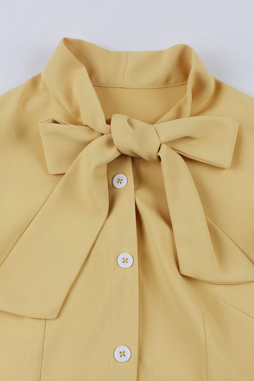 Yellow Solid Swing 1950s Dress with Bow sold by Zapaka product image thumbnail 3