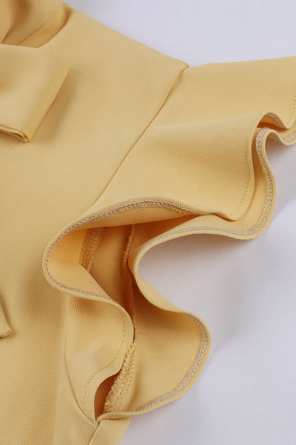 Yellow Solid Swing 1950s Dress with Bow sold by Zapaka product image thumbnail 4