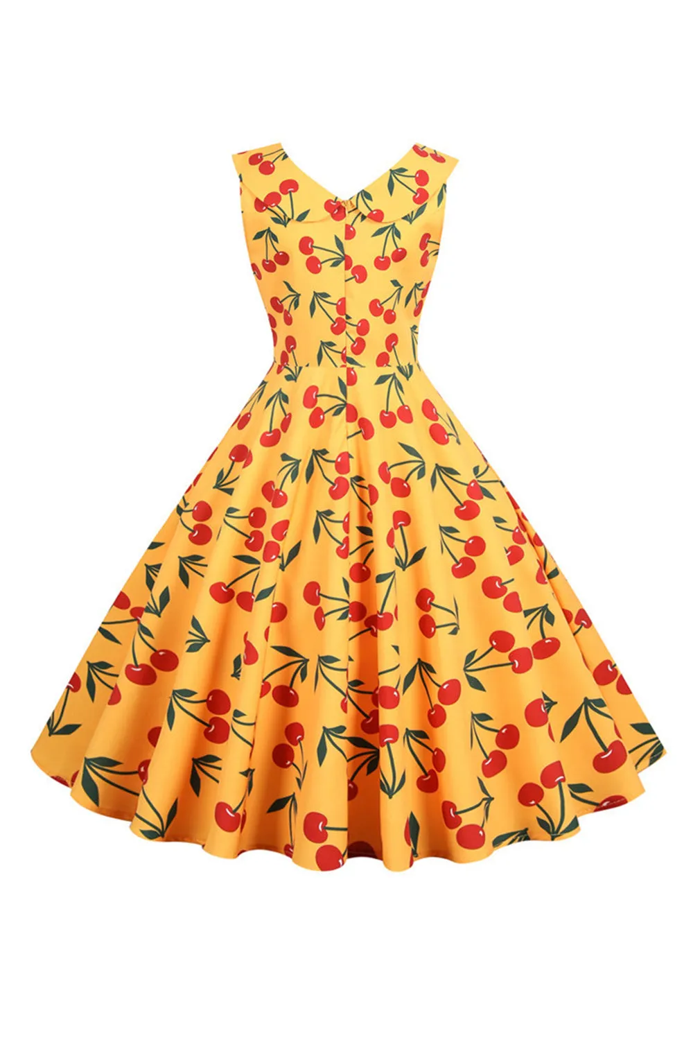 Printed Sleeveless Yellow Vintage Dress sold by Zapaka product image thumbnail 2