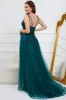 Dark Green A Line Spaghetti Straps Long Prom Dress with Appliques sold by Zapaka