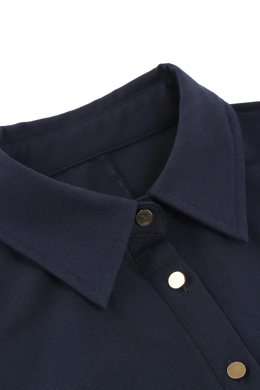 Navy Lapel Neck Vintage 1950s Dress sold by Zapaka product image thumbnail 4