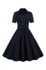 Navy Lapel Neck Vintage 1950s Dress sold by Zapaka