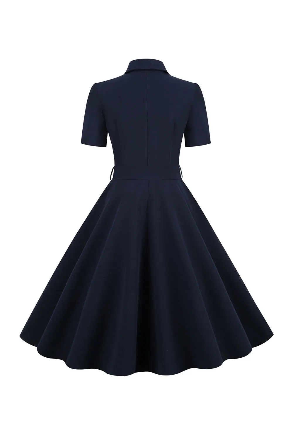Navy Lapel Neck Vintage 1950s Dress sold by Zapaka product image thumbnail 2
