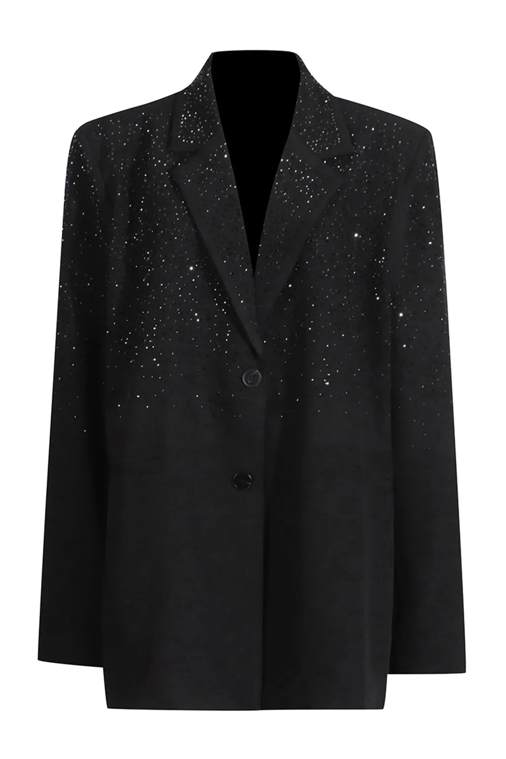 Sparkly Black Notched Lapel Women Blazer with Beading sold by Zapaka