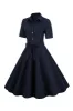 Navy Lapel Neck Vintage 1950s Dress sold by Zapaka
