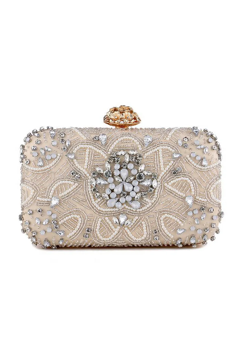 Champagne Rhinestone Pearl Party Handbag sold by Zapaka