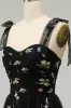 A Line Spaghetti Straps Black Long Prom Dress with Embroidery sold by Zapaka