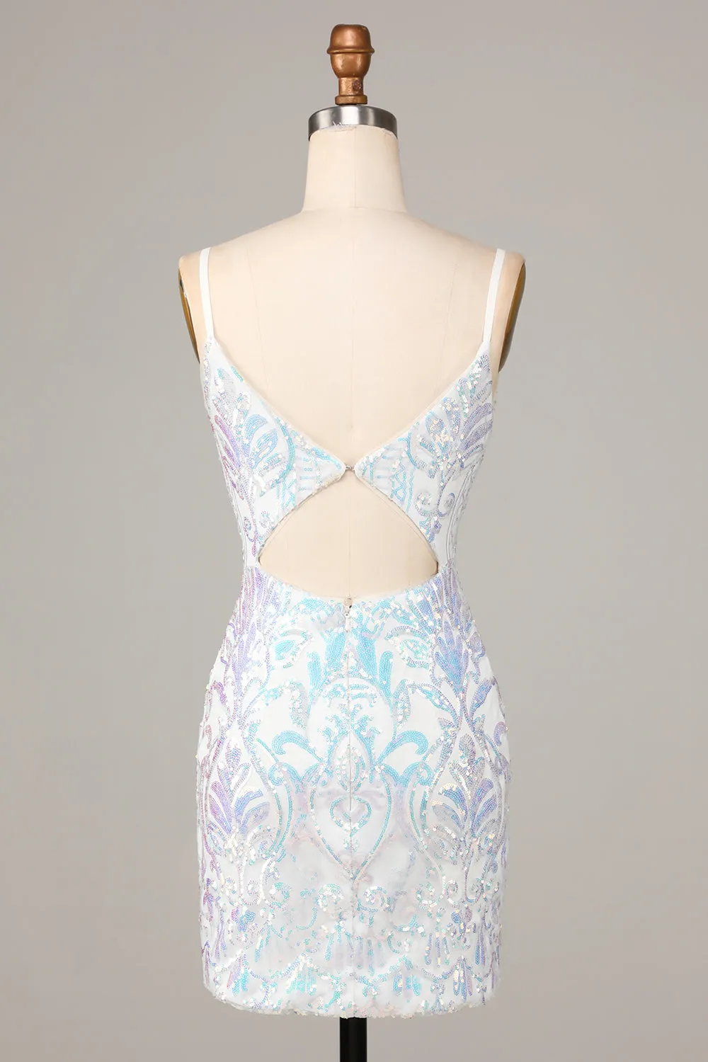 Exquisite Outlook Sheath Spaghetti Straps White Sequins Short Homecoming Dress sold by Zapaka product image thumbnail 2