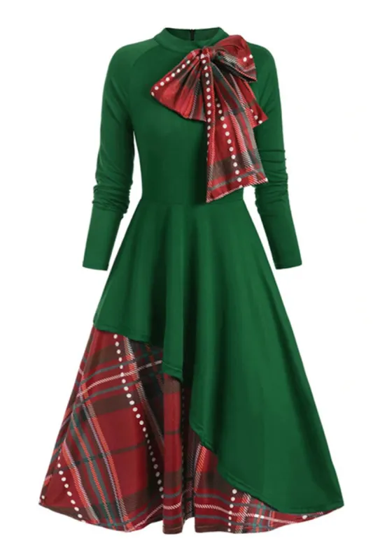 Green High Neck Long Sleeves Vintage Halloween Dress made by Zapaka