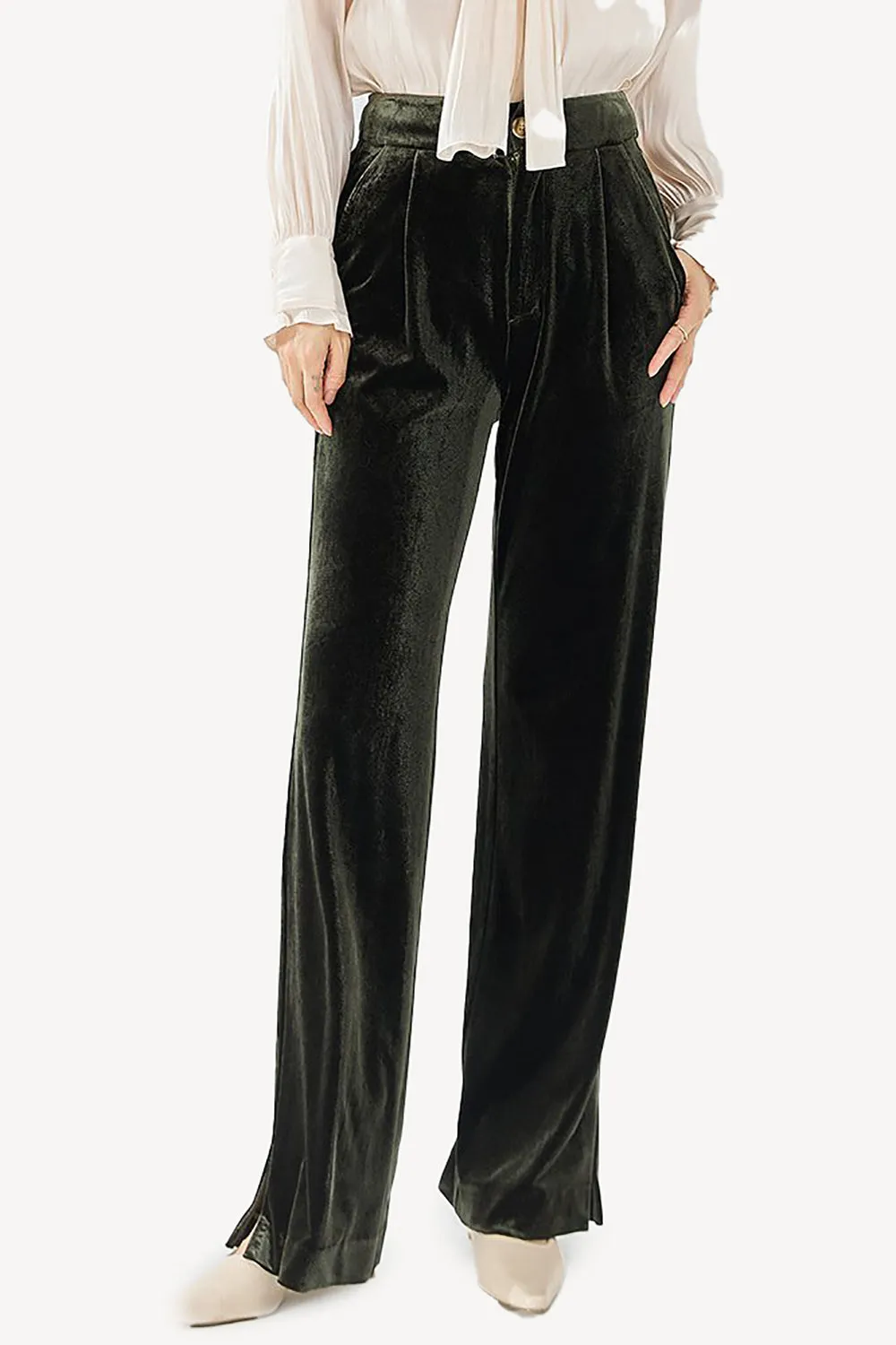 Dark Green Velvet Double Breasted Women Blazer sold by Zapaka product image thumbnail 3