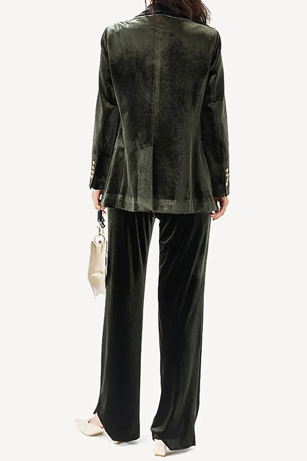 Dark Green Velvet Double Breasted Women Blazer sold by Zapaka product image thumbnail 2