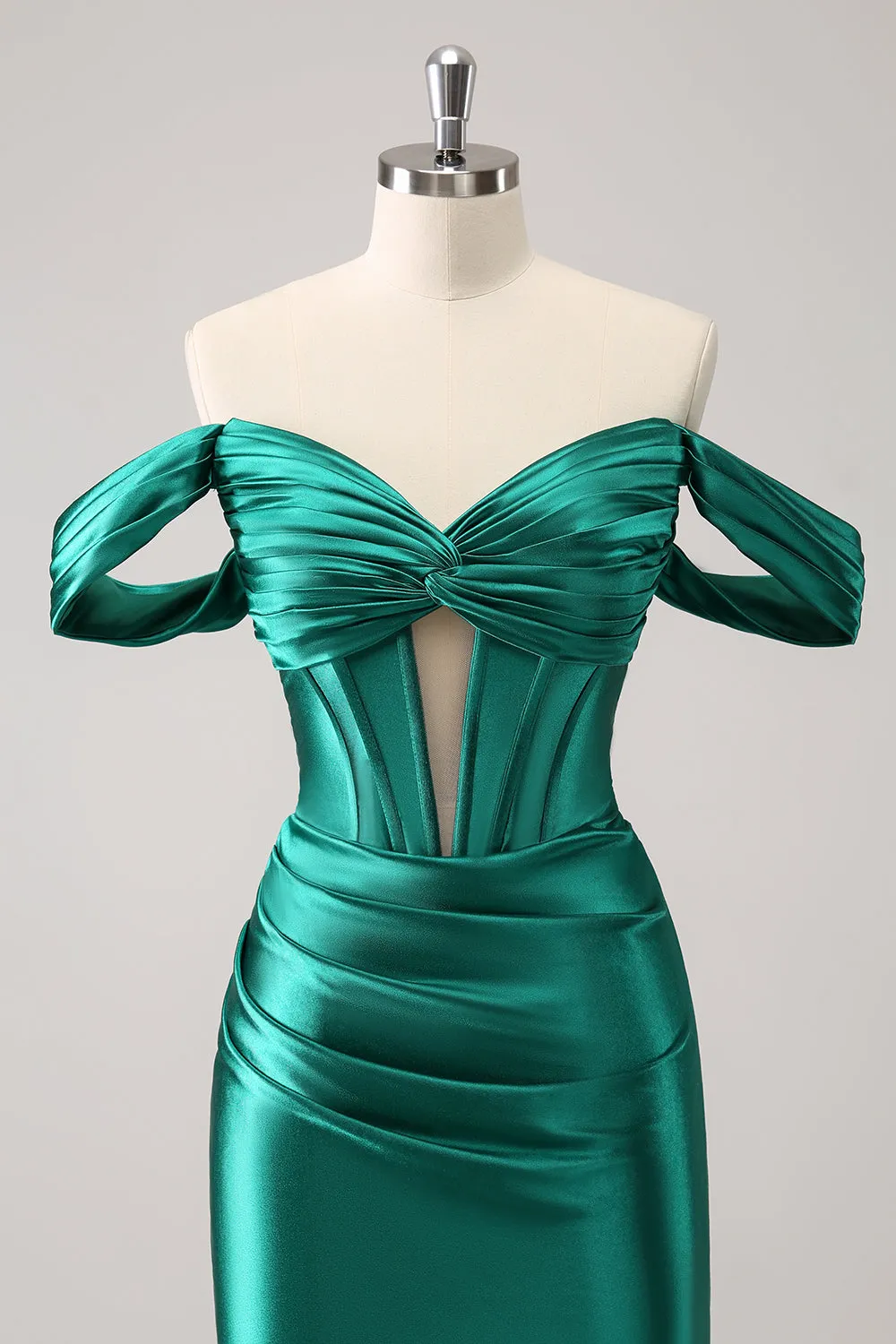 Dark Green Tight Off the Shoulder Corset Satin Homecoming Dress sold by Zapaka product image thumbnail 4