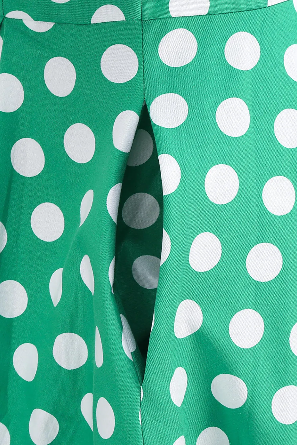 Green White Dot Vintage Dress with Short Sleeves sold by Zapaka product image thumbnail 5