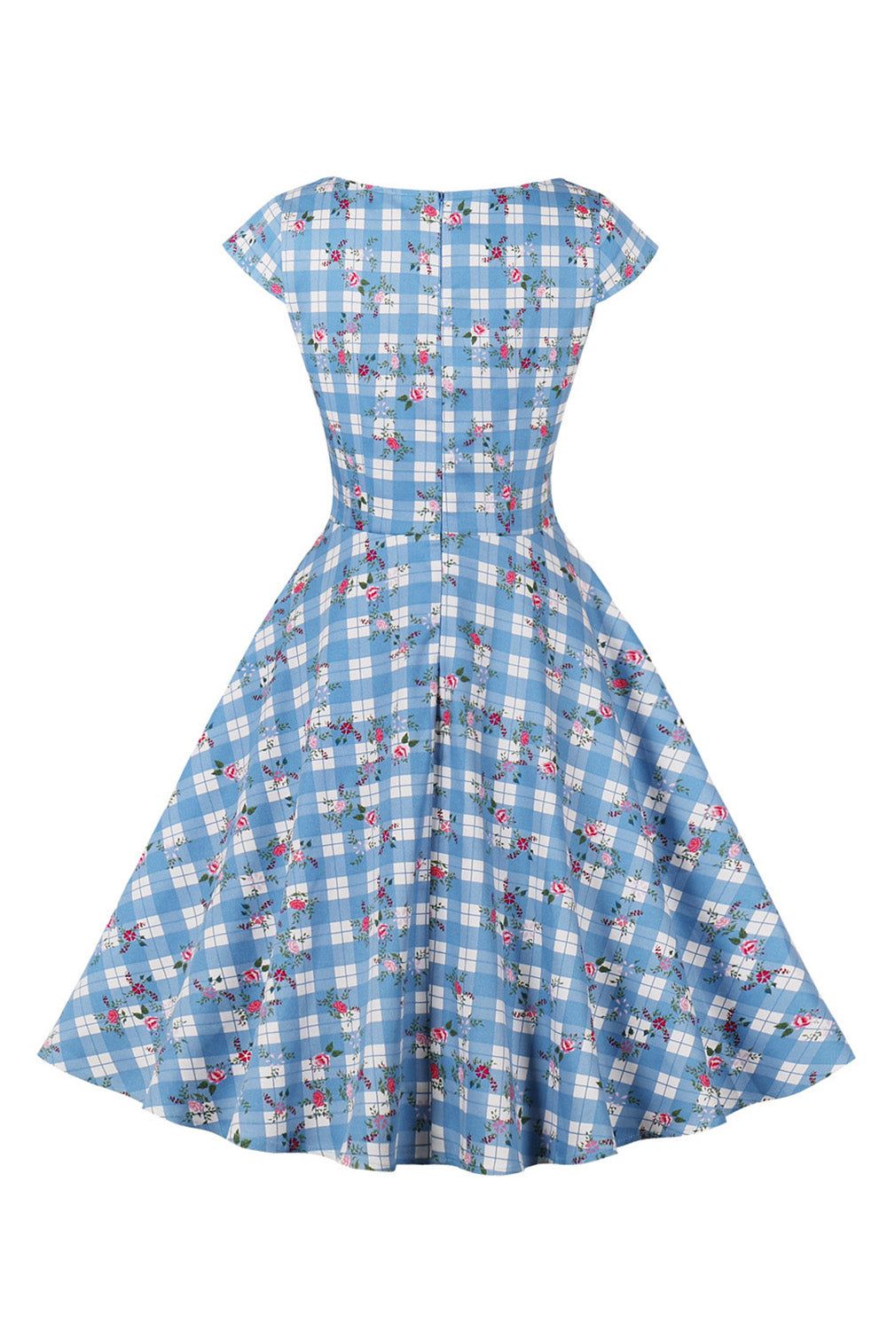Printed Plaid Short Sleeveless Hepburn Style Vintage Dress sold by Zapaka product image thumbnail 2