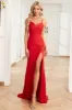 Mermaid Spaghetti Straps Red Long Formal Dress with Split Front sold by Zapaka