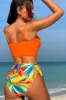 Orange Beach Vacation Tropical Plant Print Front Knot Bikini Set sold by Zapaka