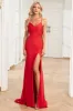 Mermaid Spaghetti Straps Red Long Formal Dress with Split Front sold by Zapaka