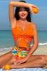 Orange Beach Vacation Tropical Plant Print Front Knot Bikini Set sold by Zapaka