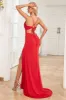 Mermaid Spaghetti Straps Red Long Formal Dress with Split Front sold by Zapaka