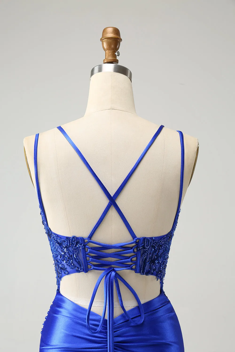 Royal Blue Corset Spaghetti Straps Tight Homecoming Dress sold by Zapaka product image thumbnail 5