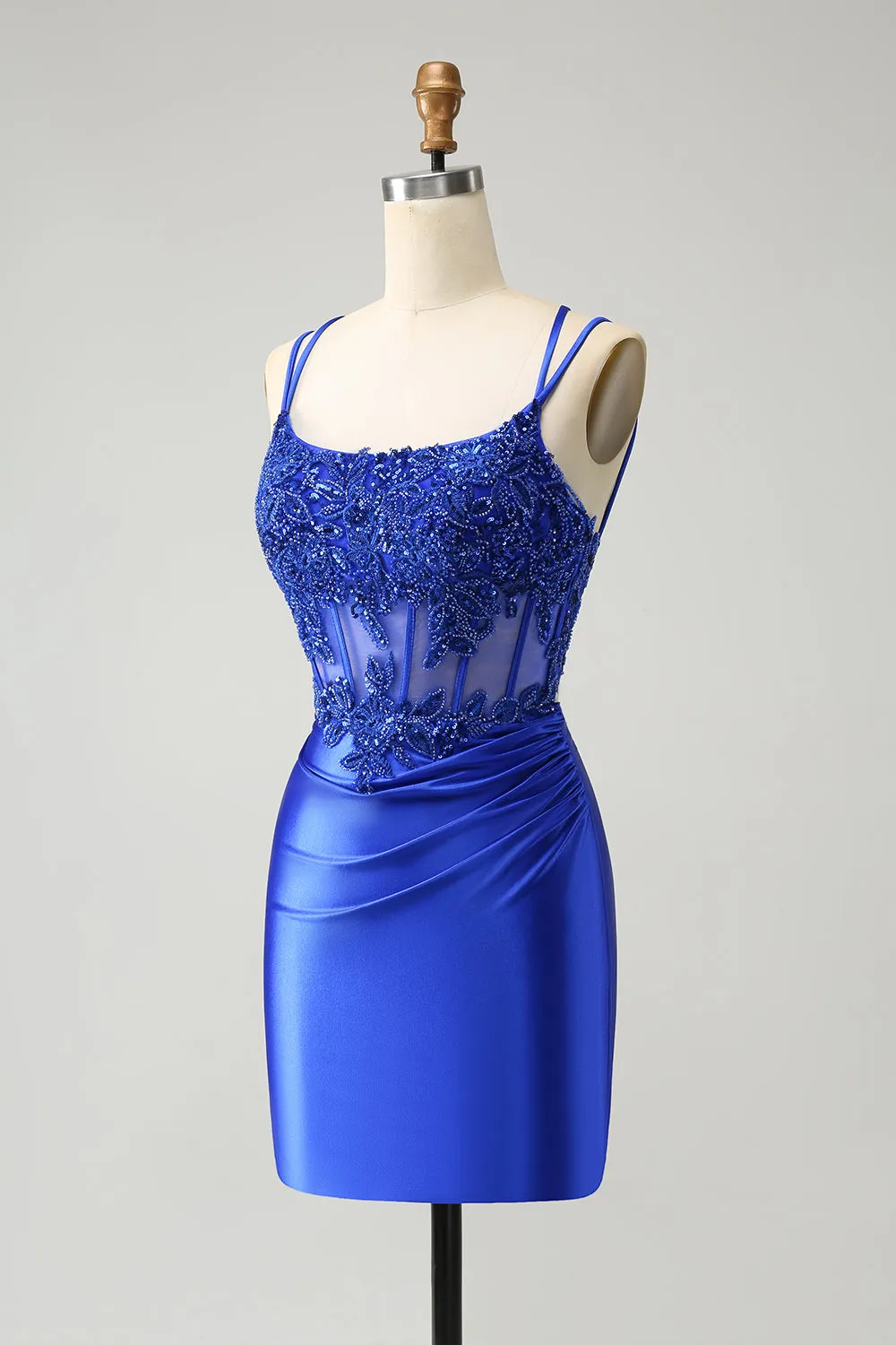 Royal Blue Corset Spaghetti Straps Tight Homecoming Dress sold by Zapaka product image thumbnail 3