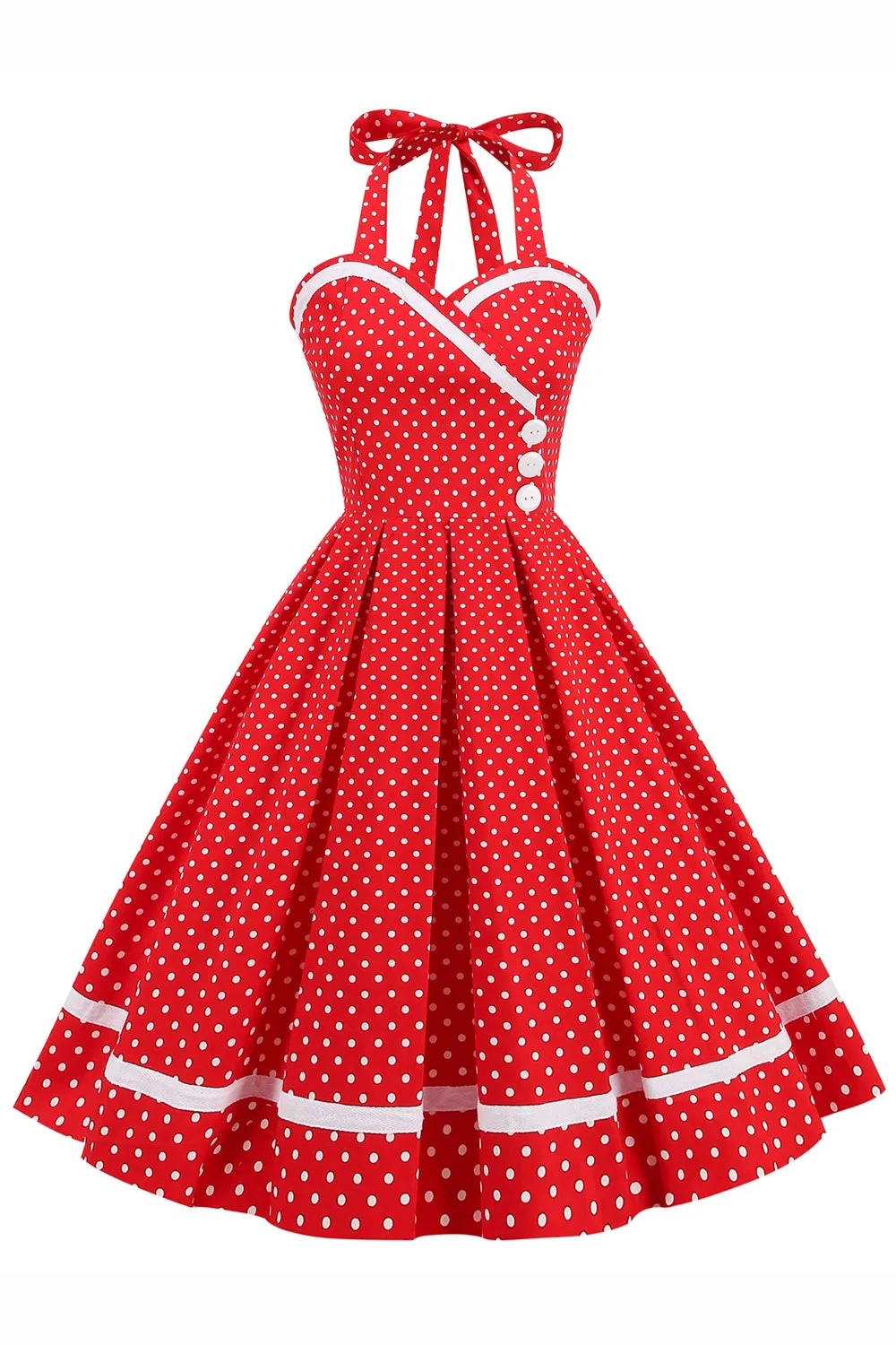 Halter Polka Dots Swing Dress with Buttons sold by Zapaka product image thumbnail 5
