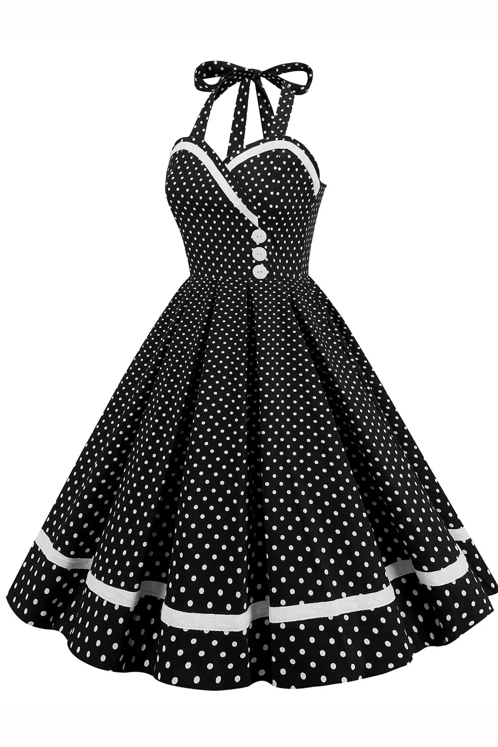 Halter Polka Dots Swing Dress with Buttons sold by Zapaka product image thumbnail 3
