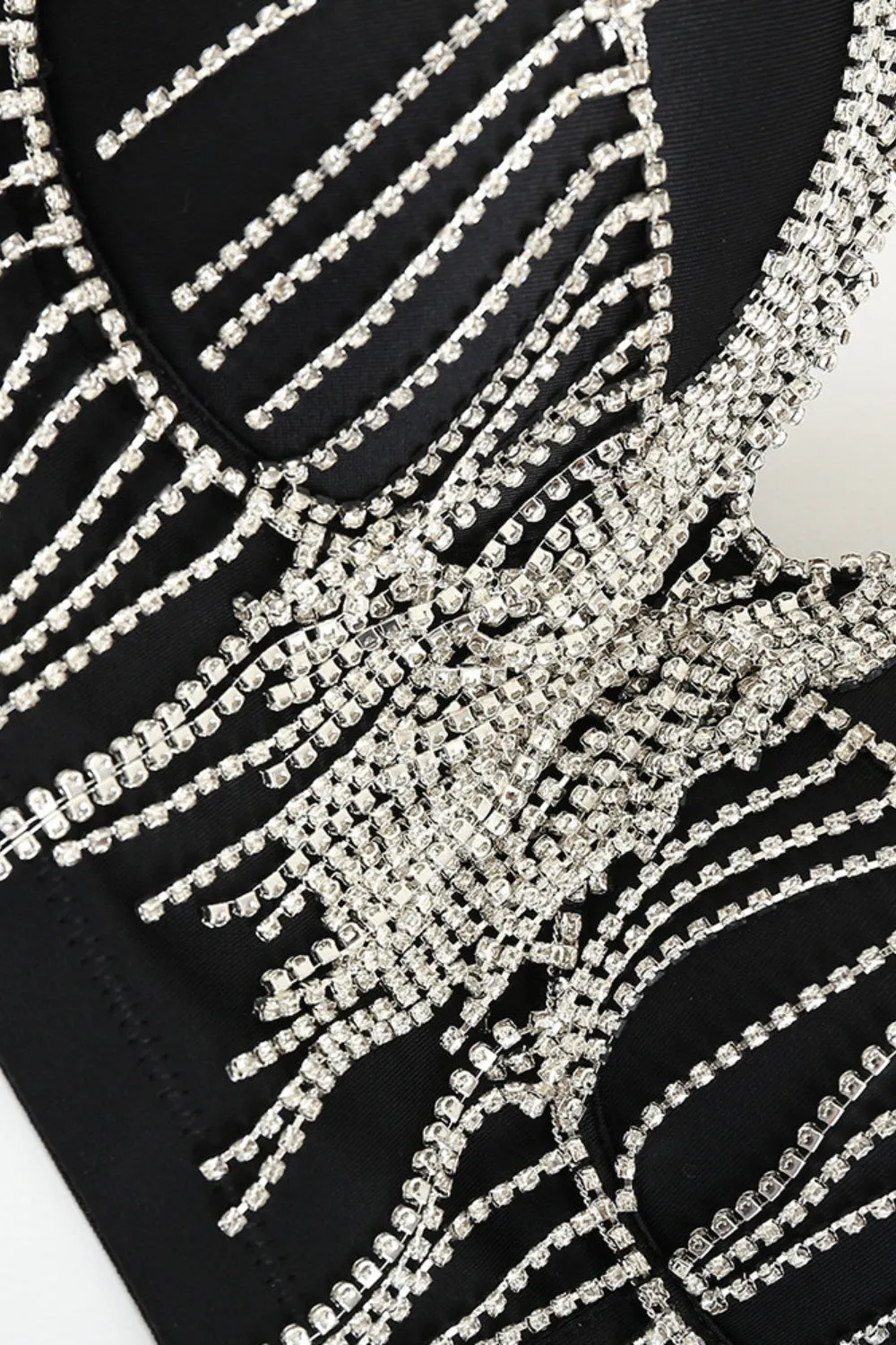 Sparkly Black Rhinestone Fringe Crop Top sold by Zapaka product image thumbnail 2