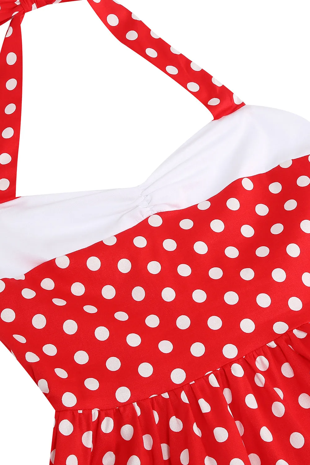 Red Halter Polka Dots 1950s Dress sold by Zapaka product image thumbnail 4