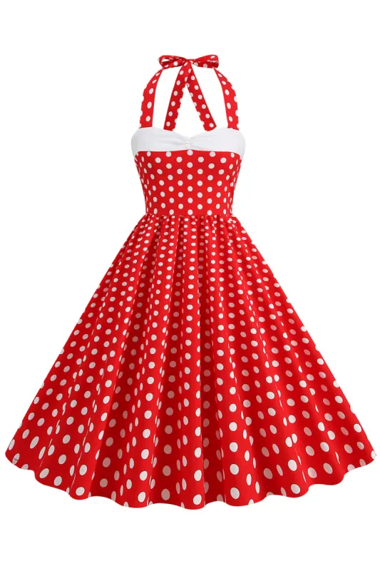 Red Halter Polka Dots 1950s Dress sold by Zapaka