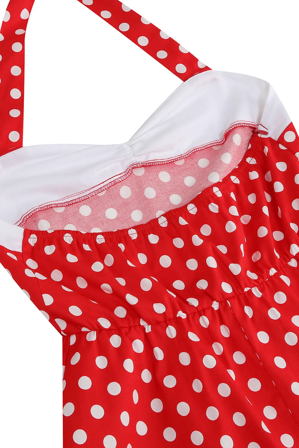Red Halter Polka Dots 1950s Dress sold by Zapaka product image thumbnail 5