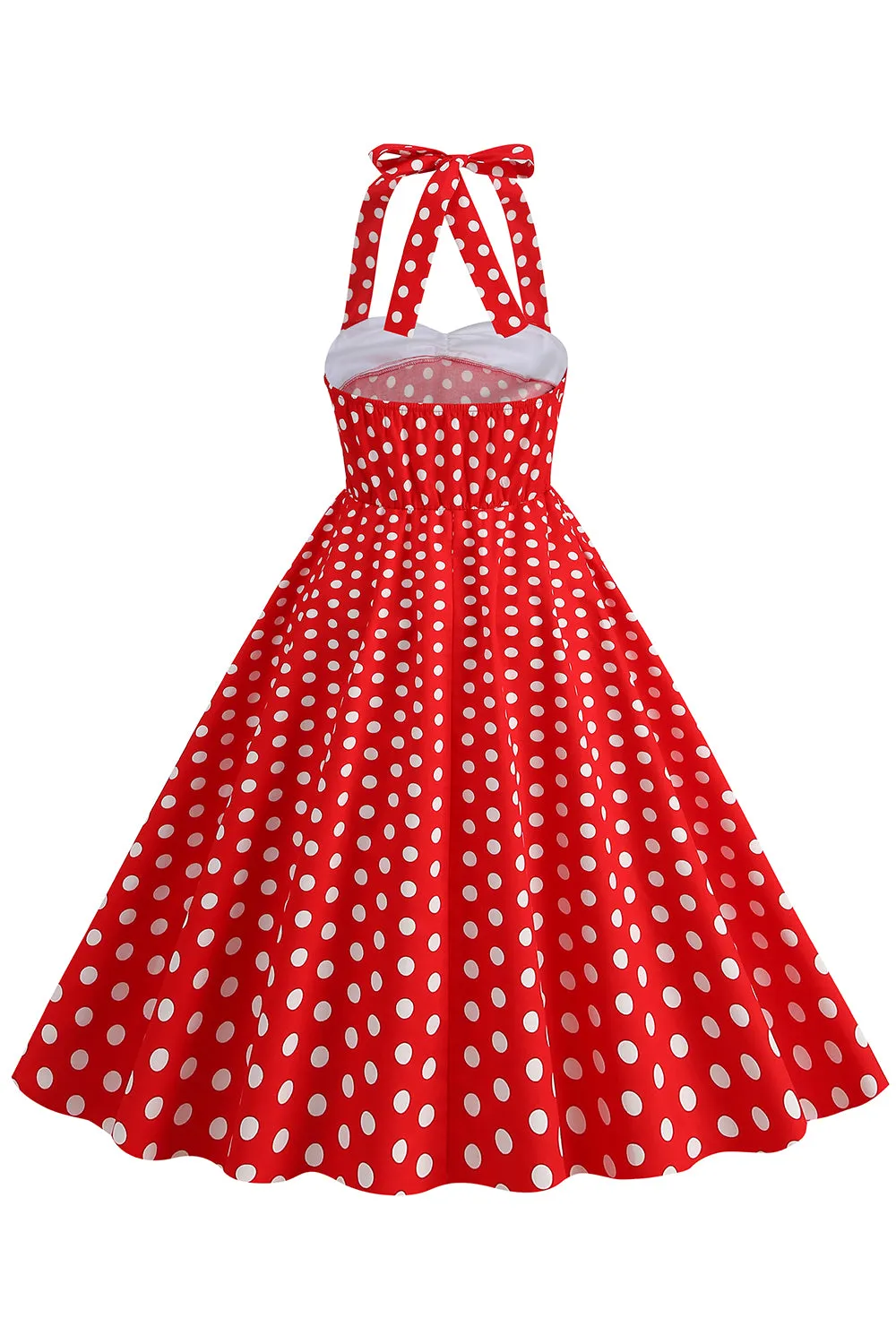 Red Halter Polka Dots 1950s Dress sold by Zapaka product image thumbnail 2
