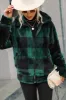 Green Plaid Zipper Fuzzy Jacket Winter Coat sold by Zapaka