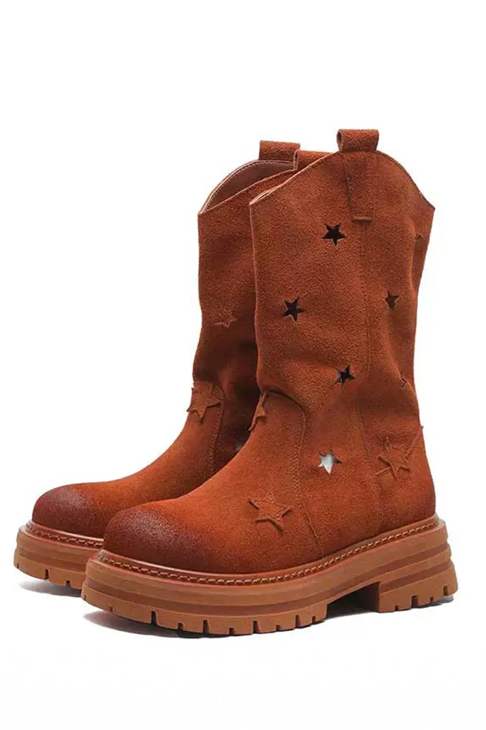 Fashion Grey Mid Calf Round Toe Slip On Boots sold by Zapaka product image thumbnail 5