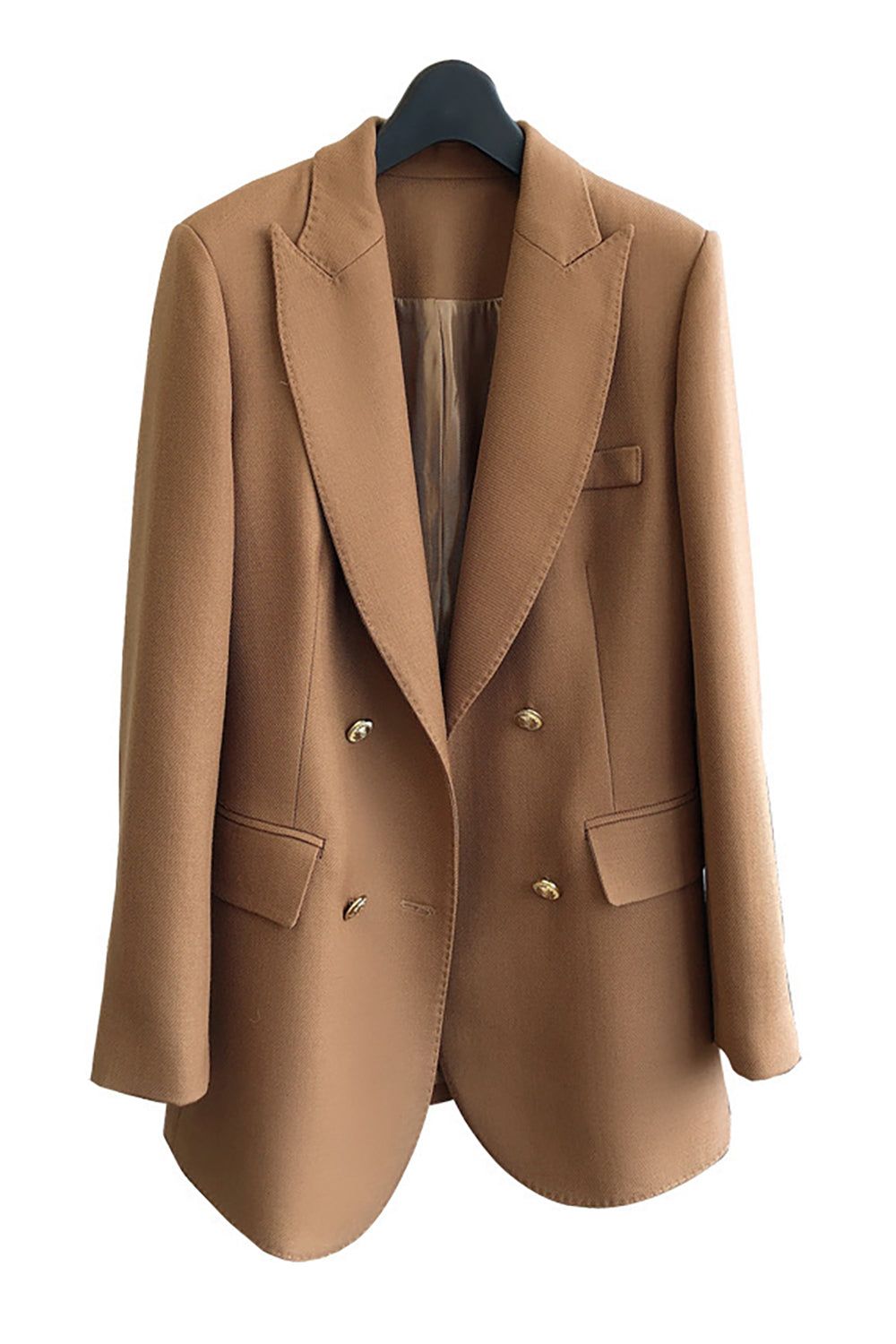 Black Peak Lapel Double Breasted Women Blazer sold by Zapaka product image thumbnail 4