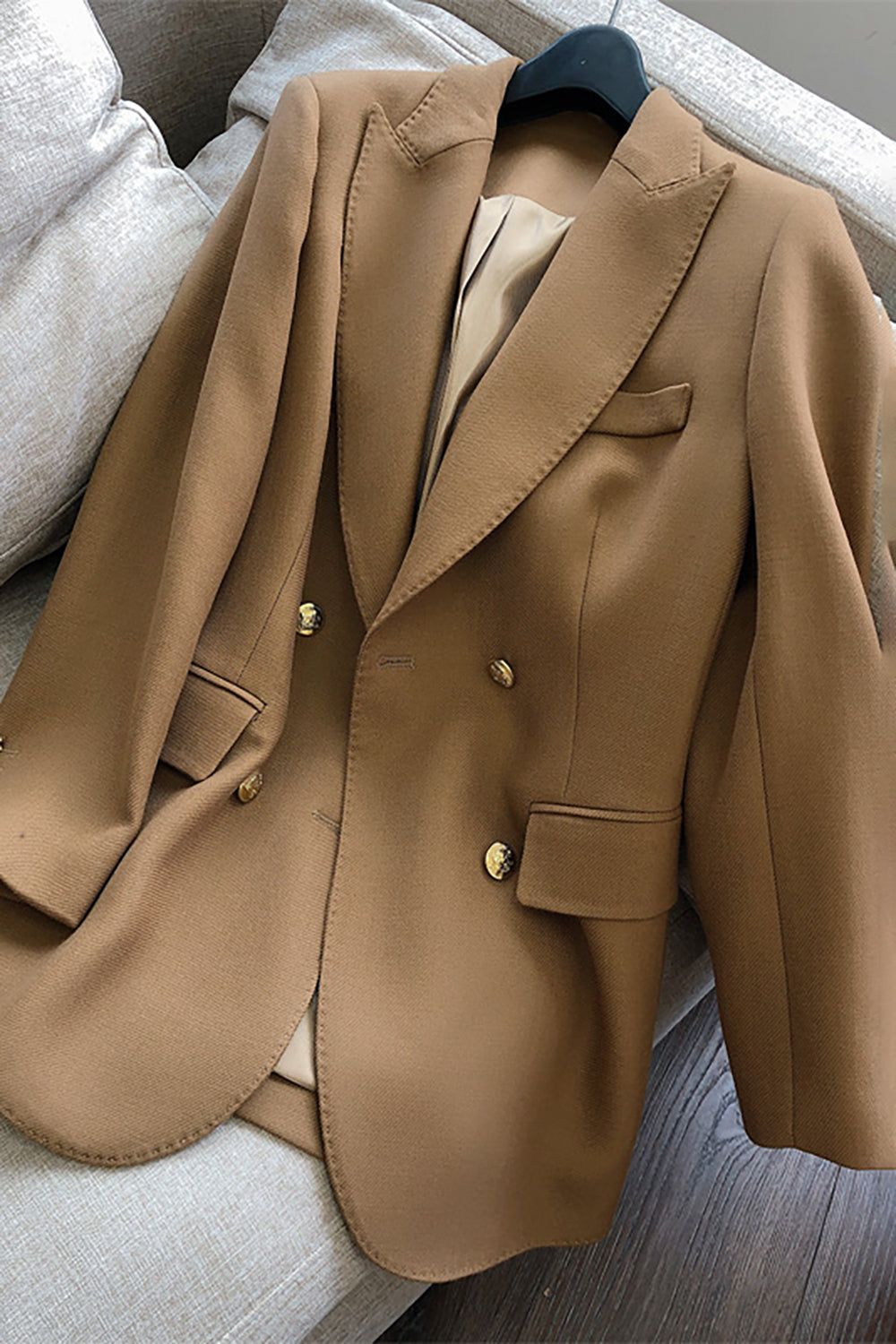 Black Peak Lapel Double Breasted Women Blazer sold by Zapaka product image thumbnail 2