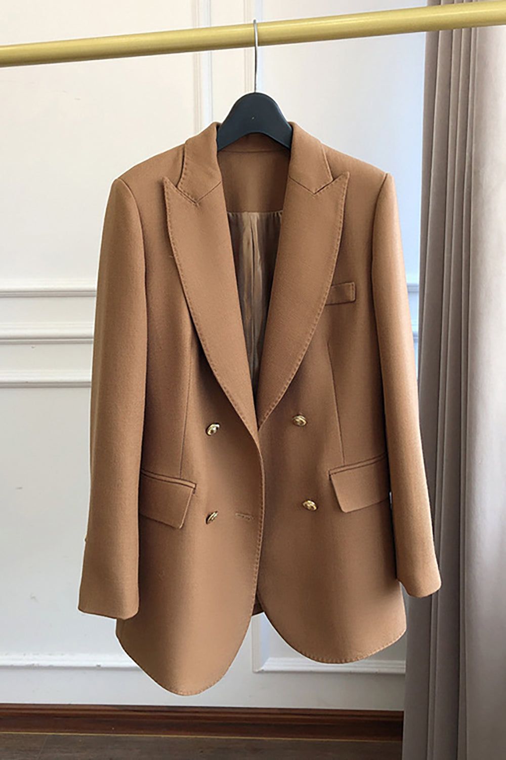 Black Peak Lapel Double Breasted Women Blazer sold by Zapaka product image thumbnail 3