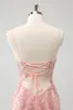 Glitter Blush Spaghetti Straps Tight Short Homecoming Dress with Beading sold by Zapaka
