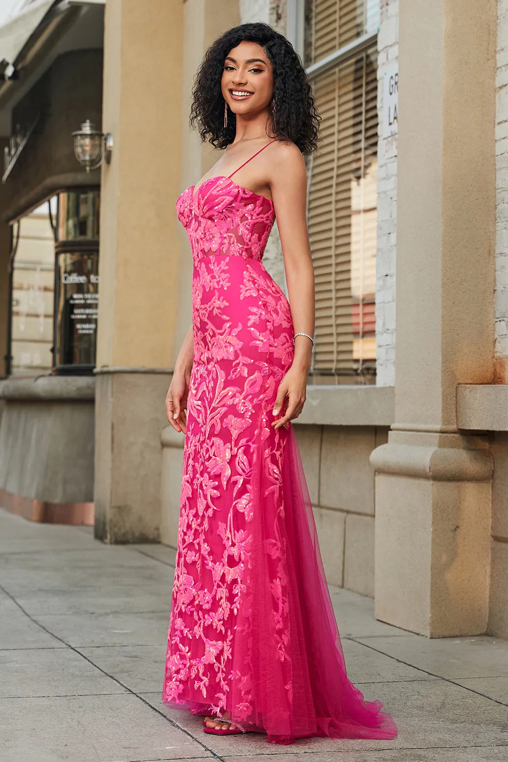 Mermaid Fuchsia Long Prom Dress with Appliques sold by Zapaka product image thumbnail 4