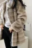 Grey Lapel Faux Fur Long Shaggy Coat sold by Zapaka