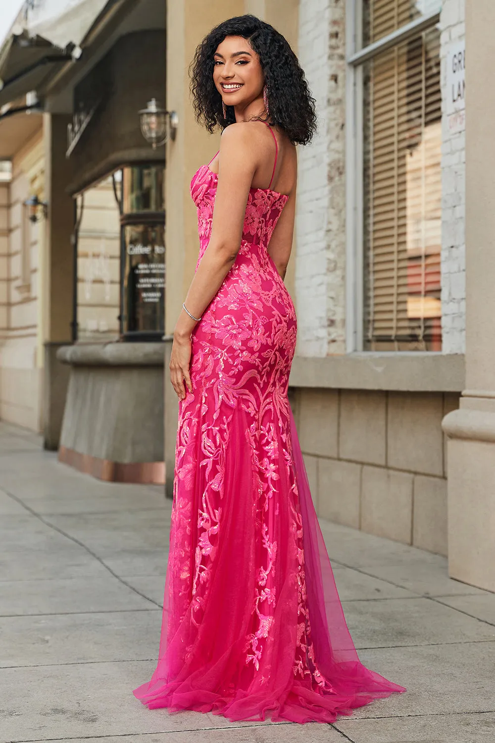 Mermaid Fuchsia Long Prom Dress with Appliques sold by Zapaka product image thumbnail 2