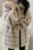 Grey Lapel Faux Fur Long Shaggy Coat sold by Zapaka