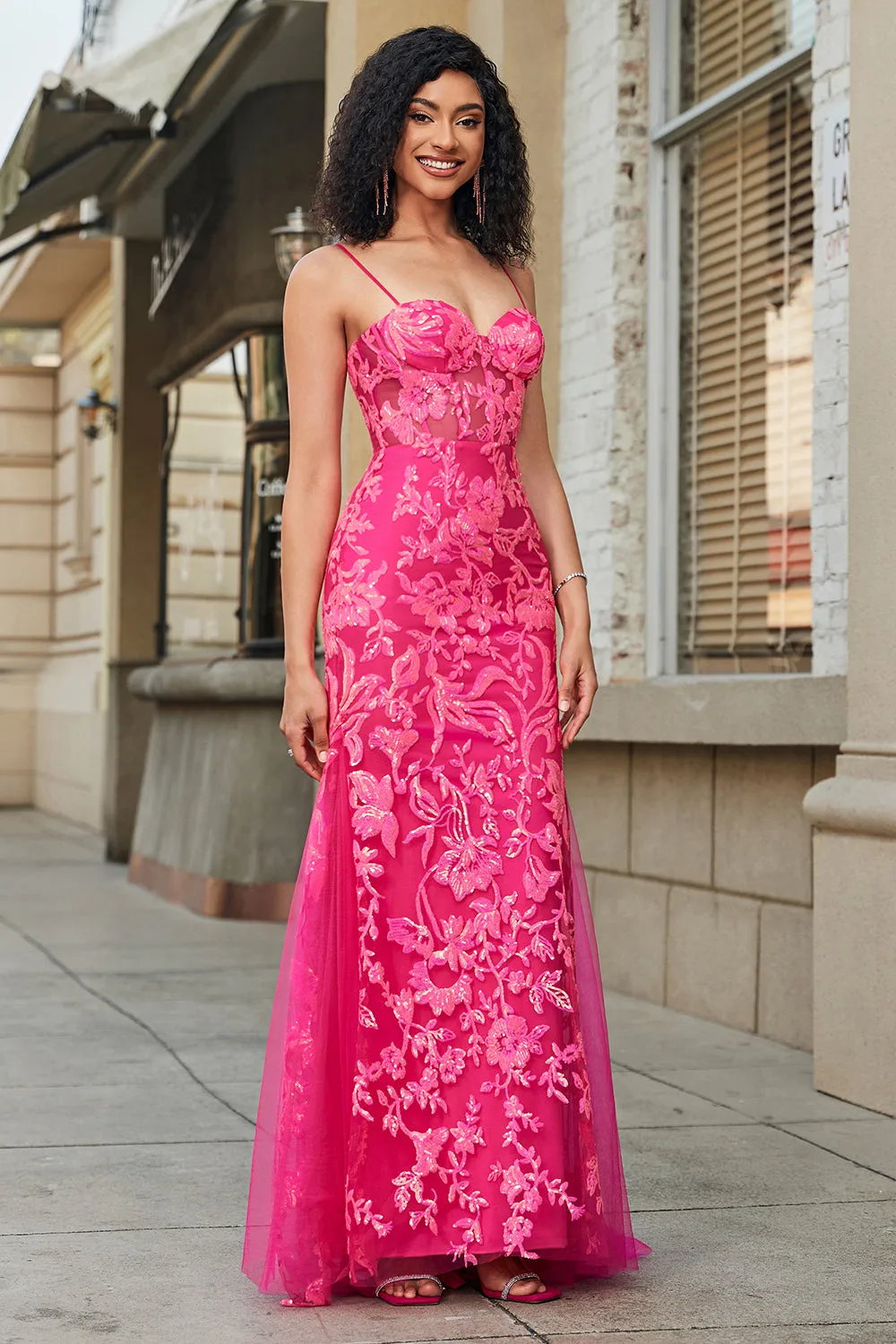 Mermaid Fuchsia Long Prom Dress with Appliques sold by Zapaka product image thumbnail 3