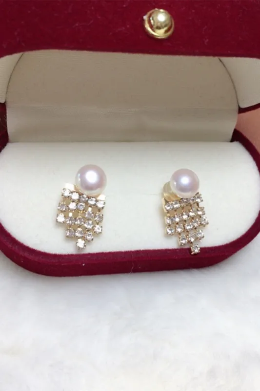 Beaded Pearl White Earrings sold by Zapaka