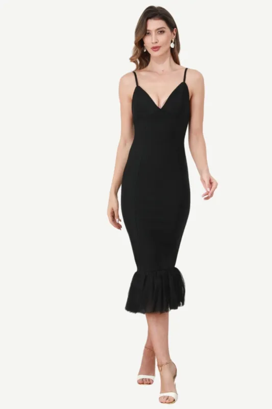 Spaghetti Straps Black Party Dress sold by Zapaka