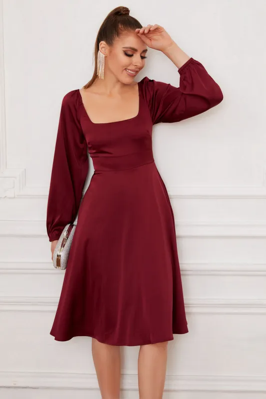 Burgundy Long Sleeves Formal Party Dress sold by Zapaka