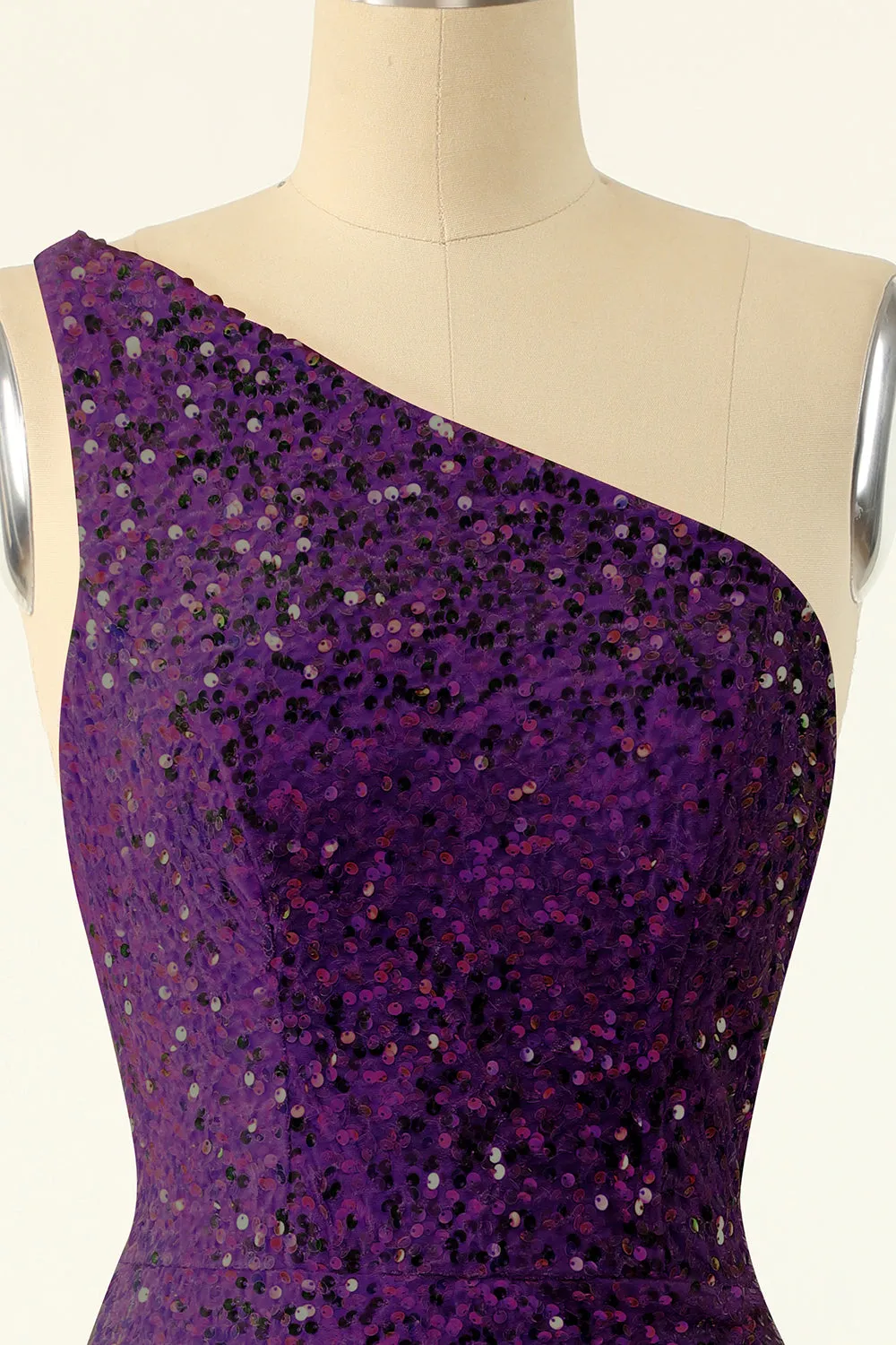 Purple One Shoulder Sequins Homecoming Dress sold by Zapaka product image thumbnail 4